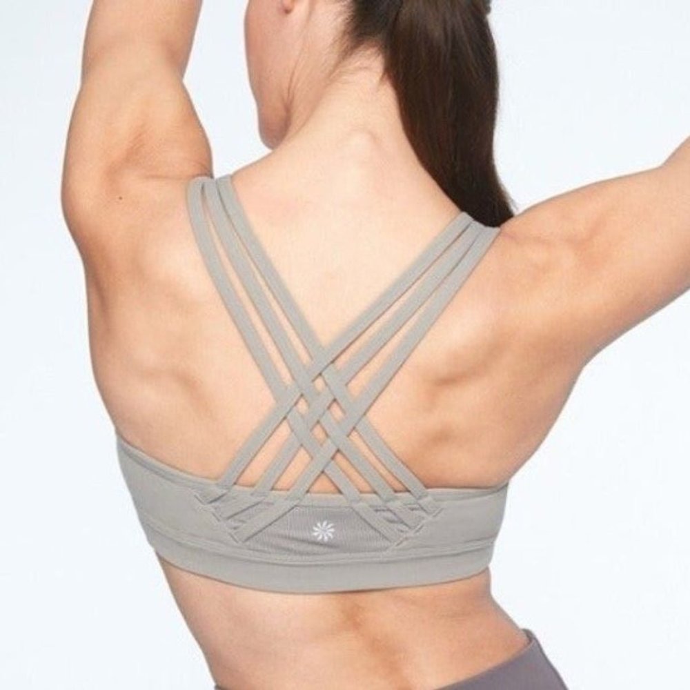 Athleta Fully Focused Strappy Sports Bra Grey - XS